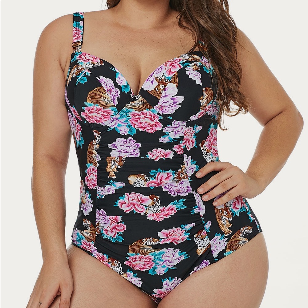 Tiger Floral Push-Up Plus Swimsuit